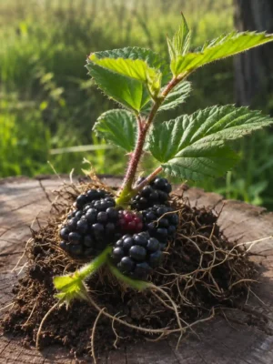 Esqueje de zarzamora listo para ser plantado, ideal para propagar nuevas plantas y cultivar frutos frescos en tu jardín.